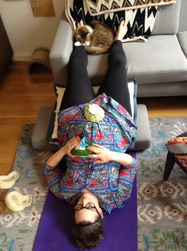 In desperate moments, we even added frozen peas to his head and a warm compress to my pelvis!