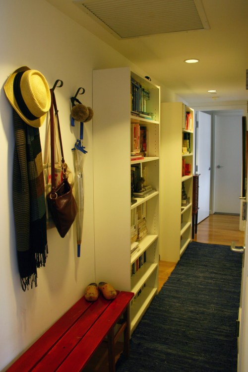 We added Billy bookshelves to the hallway for more storage. 