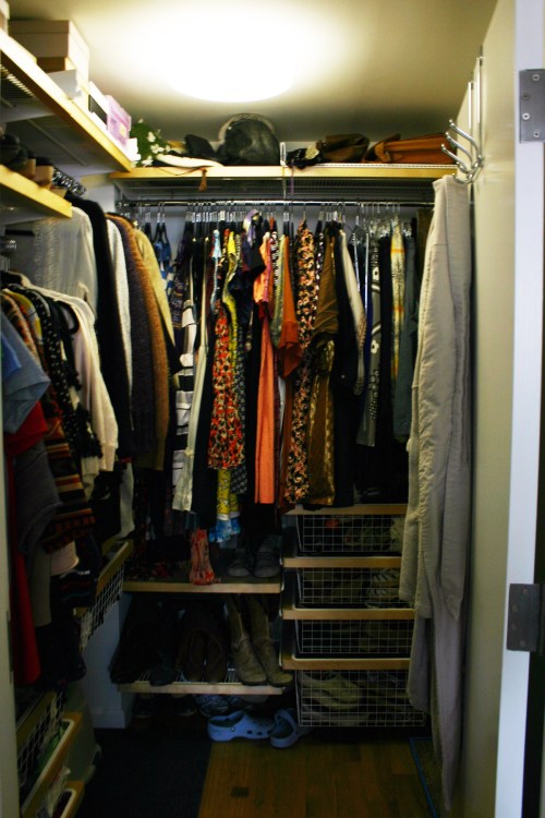 My closet...1/3 the size of my old closet...