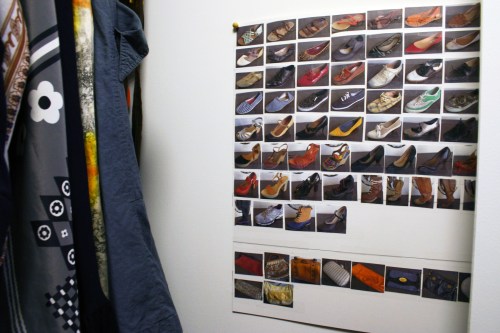 Here is a little costumer trick if you can't see all of your shoes or handbags.  Post thumbnail photos of everything hidden away! 