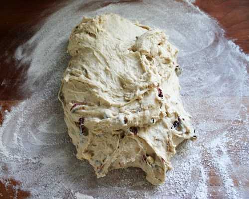 Dump the dough onto a board. It will be very soft and still a little sticky before you finish off the kneading process.  