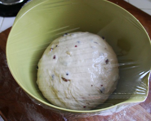 Pop it in an oiled boil and cover to rise for about 1 hour or until double.  