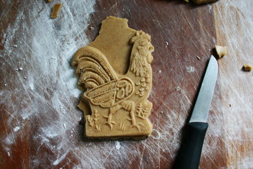 The roosters had to be hand trimmed with a small knife.