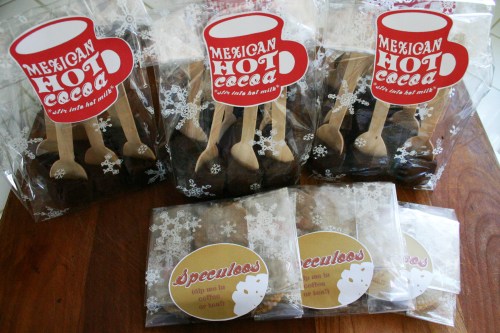 We packed ours up in cello bags with homemade sticky labels and shipped them with some Speculoos cookies!
