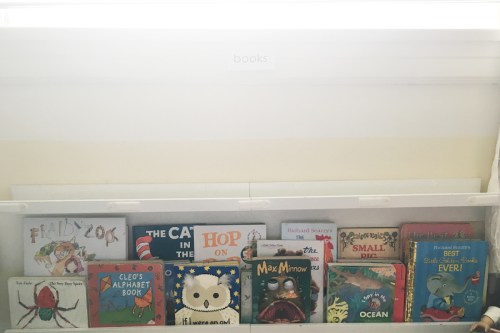 I evenly spaced the velcro pieces on the front edge of the shelf. 