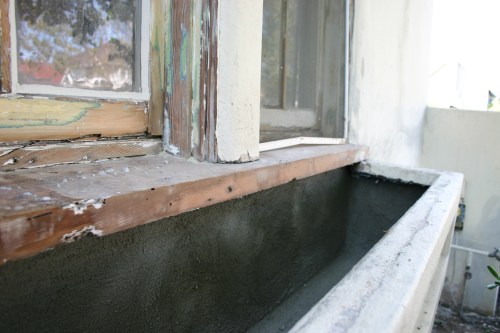 Window box repair.  Holes were added to the bottom for drainage. 